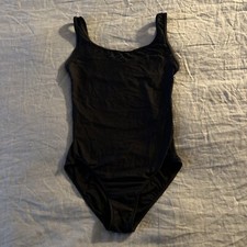 Wear Moi Black Mesh Stripe Tank Leotard- Size M