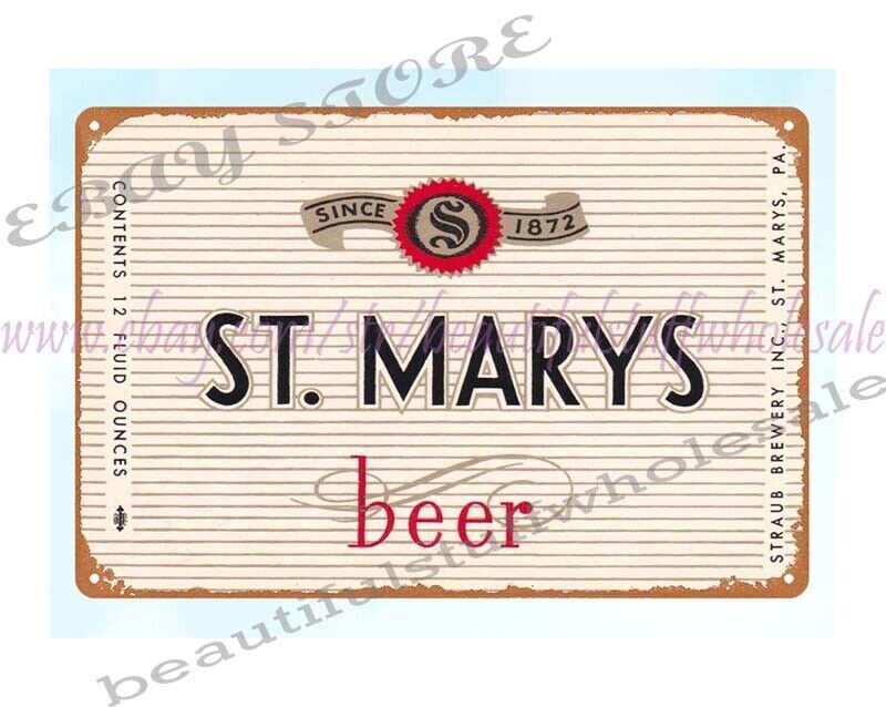 Vintage 1934 St. Marys Beer Straub Brewery Tin Sign Bar Decor