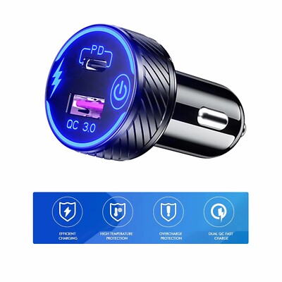 Charger AXFEE Zigarettenanzünder USB Adapter Dual 66W/6,5A Ladegerät Für Auto Mini Metal Legierung KFZ USB Ladegerät Schnellladung Dual Port Kfz Ladegerät, Für IPhone 15 14 13 12 Samsung Huawei