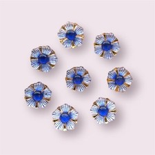 Blue flower cabochons, set of 20, 12mm glass effect resin flower embellishment