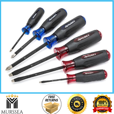 Husky Diamond Tip Magnetic Screwdriver Set (6-Piece) 3 slotted & 3 Phillips size