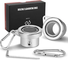 Aluminum Alloy Flagpole Ring Set with Bearings 2 Pack, anti Wrap 360°Rotating Fl