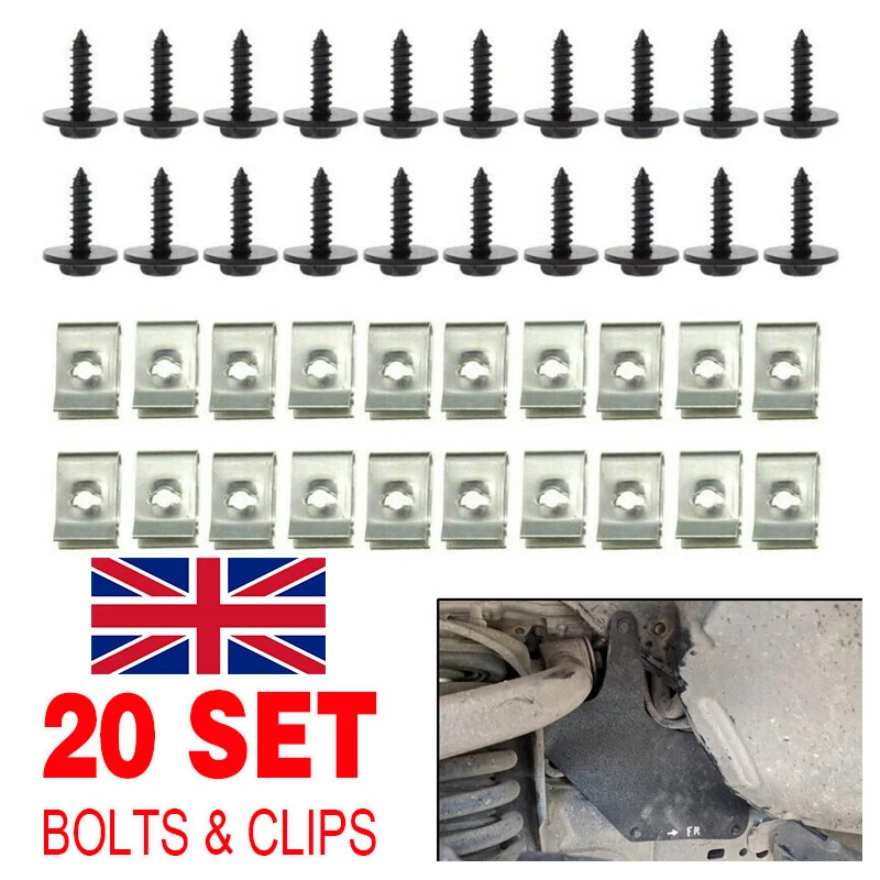 Htwon Splash Shield Engine Cover Undertray Rivet Clips U-Nut Clips M6 Bolts For Toyota