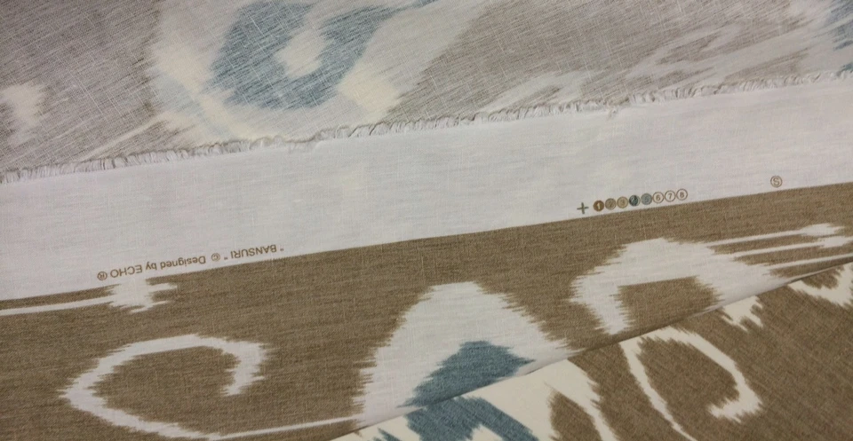 REM TELA BANSURI KRAVET LINO LATTE TOSCANA IKAT DISEÑOS BALLARD 54"Largo x 52" Foto 4 de 4