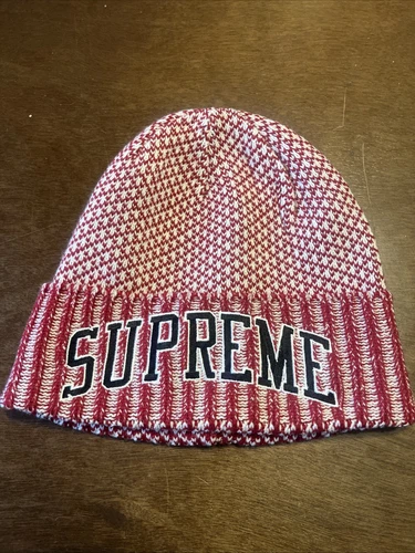 Supreme 20AW Fair Isle bonnet acrylique tricot chapeau rouge neuf