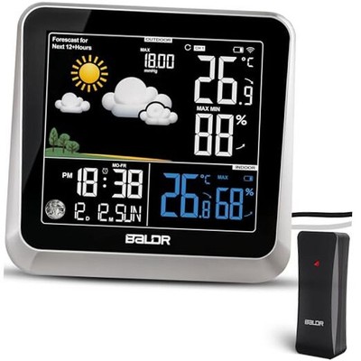  Home Weather Station Clock - Indoor Outdoor Thermometer Wireless with Weather 