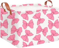 CLOCOR Rectangular Gift Basket Empty,Waterproof Storage Pink Bowknot