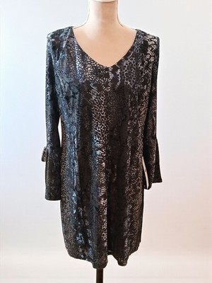 Snakeskin Velvet Burnout Split Tie Bell Sleeves Strech Dress LP Fairygoth Dark