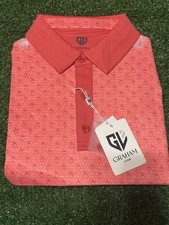 Graham Luxe Golf Polo Shirt Large Red Pattern Performance Stretch NWT
