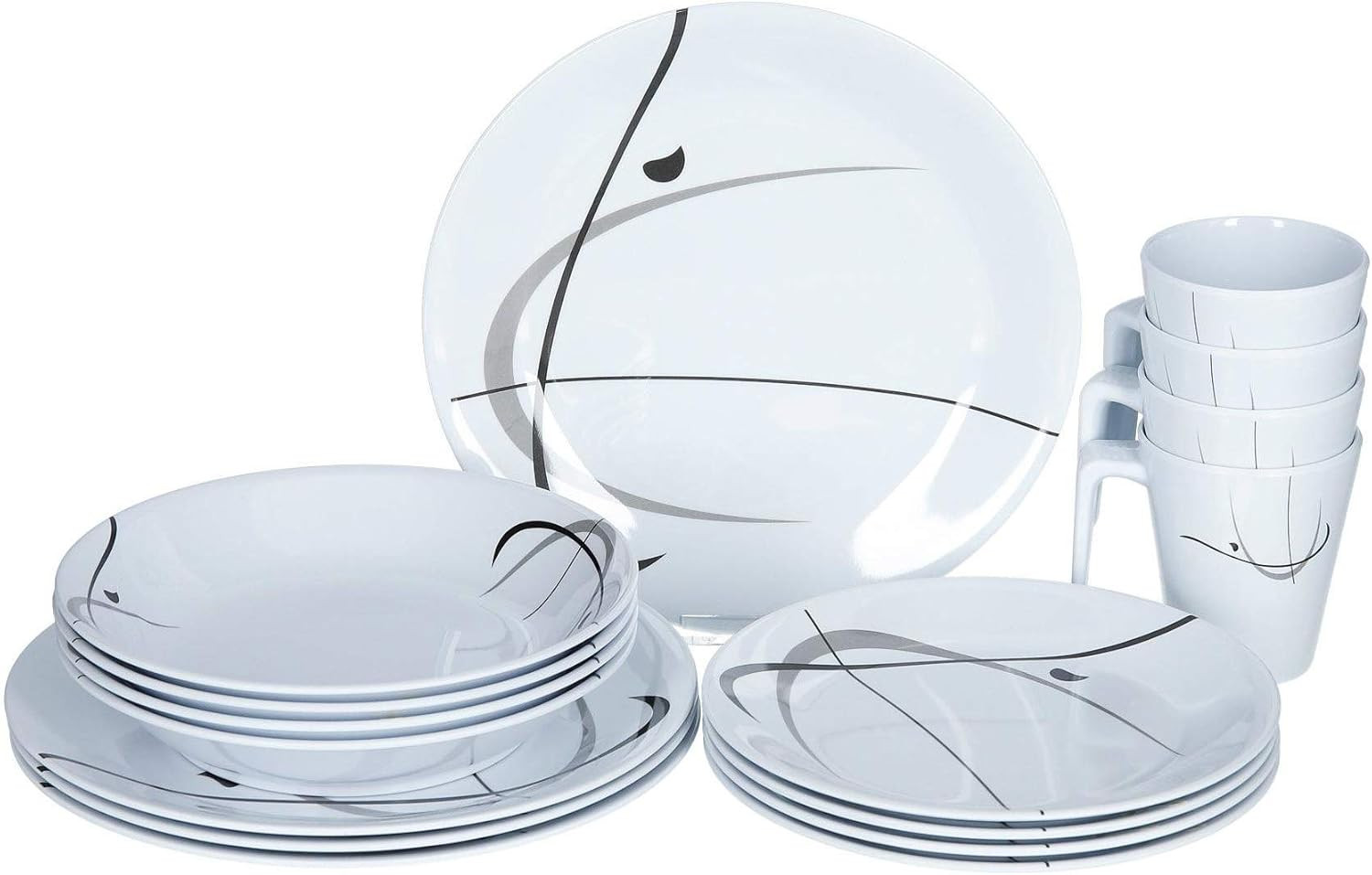 Juego de platos de melamina todo incluido serenata 16 piezas