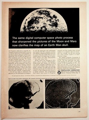 JPL Digital Computer Photo Enhancement Moon Mars Skull X-Ray Vintage Print