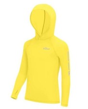 Boys Rash Guard Long Sleeve Hoodie UPF 50 Sun Protection Medium Yellow
