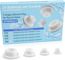 24 PCS Bathtub Jet Covers Silicone Hole Plug White Tube Plugs 4 Sizes Waterproof