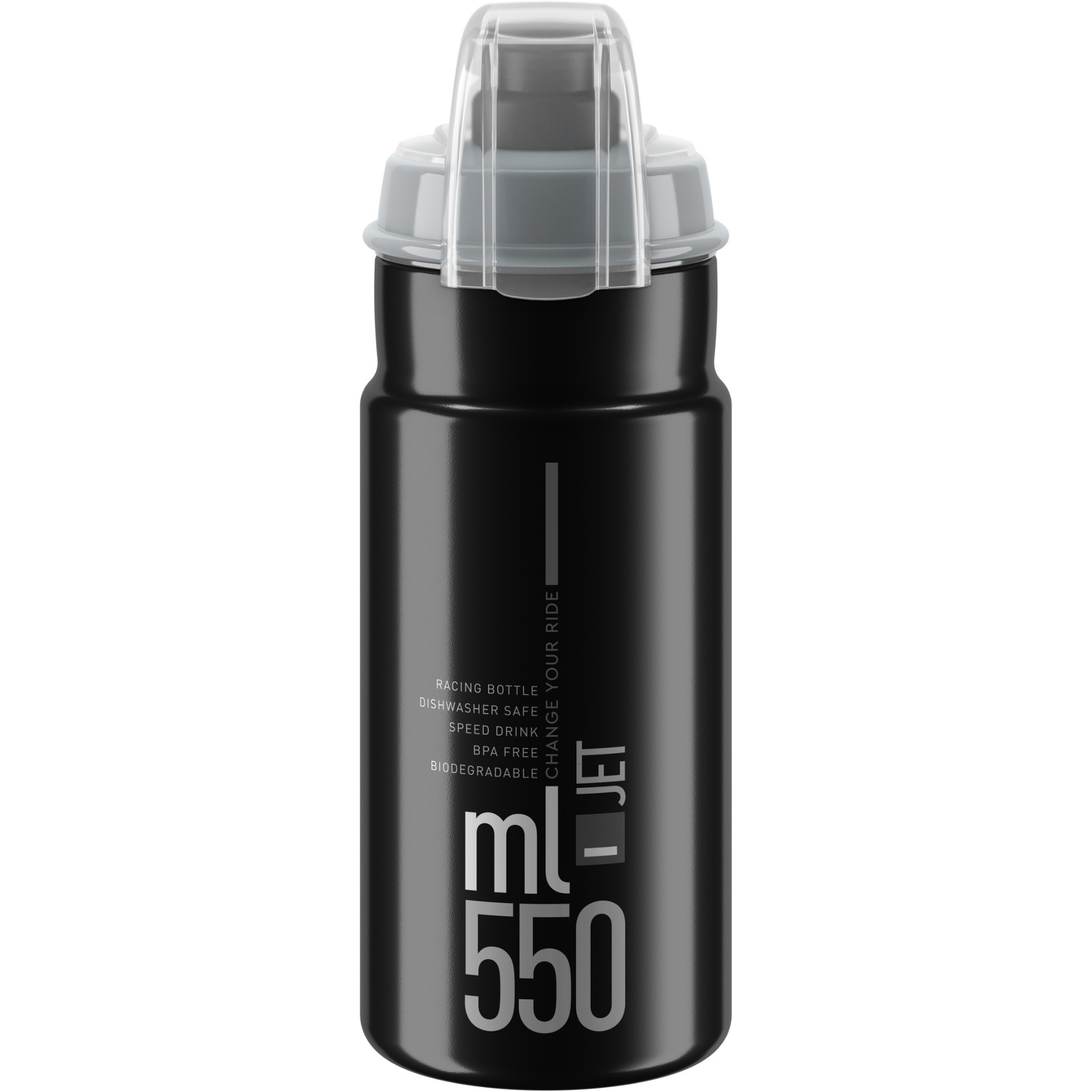 Elite Jet Mountain Bike Cycle Biodegradable MTB Water Bottle - 550ml / Black