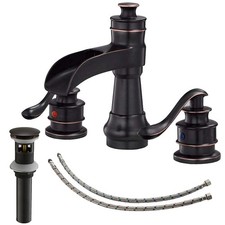 Oil Rubbed Bronze Bathroom Faucet 3 Hole or 8 Inch Widespread Tap, 2 Handle B...