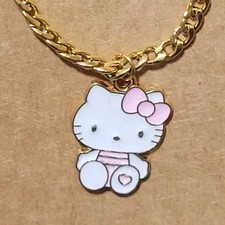 BRAND NEW Enamel Pink Hello Kitty Charm Necklace