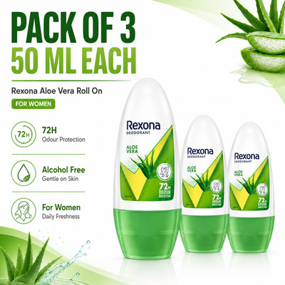 Rexona Aloe Vera Women Roll On Deodorant 50ml Pack of 3 Antiperspirant Fresh FS