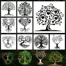 9 Pcs 7.8 X Inch Tree of Life Stencil Set for X Inch, Three