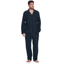 Ashford  Brooks Mens Flannel Plaid Pajamas Long Pj Set - watch