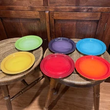 Le Creuset Round Plate Dish 18cm 7.5in Rainbow 6 Color Set Heatproof Used No Box