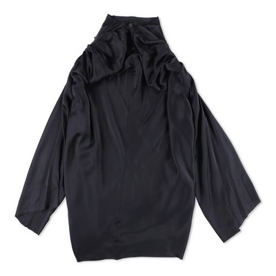 Rick Owen Damen Claudette U-Boot-Ausschnitt drapierte Schulter Bluse schwarz EU 38 UVP 695