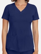 Women's Monica V-Neck Solid Scrub Top, XL Navy