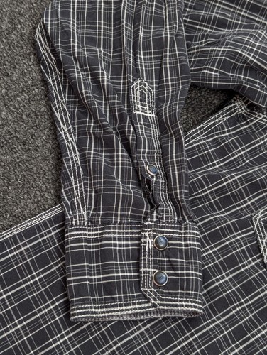 Camisa Western Twenty X 20X Para Hombre Perla A Presión Manga Larga Negra Rayas Talla Grande - Imagen 6 de 13