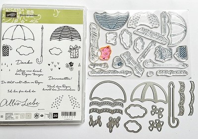 Donnerwetter 20er Stempel + Stanzenset 142293 Regenschirm Wolke Paket Stampin Up