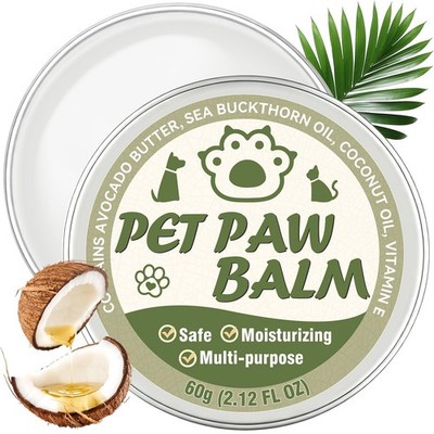 Dog Paw Balm, Moisturizer for Dogs and Cats, Contains Coconut Oil, White