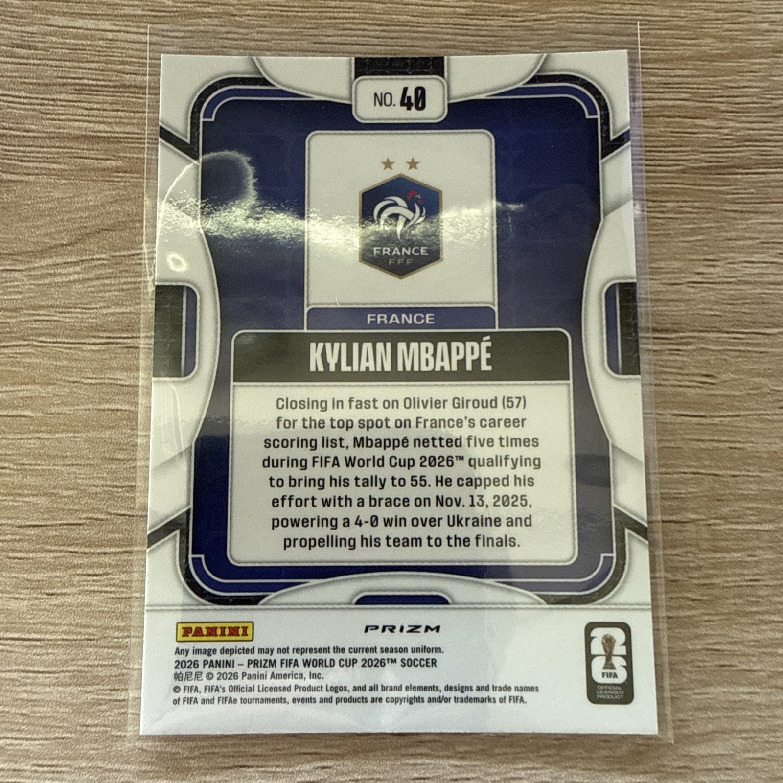 2026 Panini Prizm World Cup Kylian Mbappe Red White Blue Lazer (Color Match) view 2