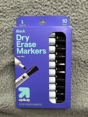 Up&up Black Dry Erase Markers Chisel Tip 10 Count Low Odor Classroom Office
