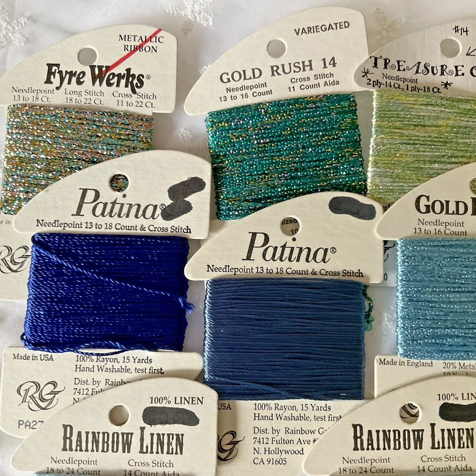 Needlepoint Embroidery Thread Lot of 8 Asst Color Solid Metallic Rainbow Gallery - Image 2 of 4