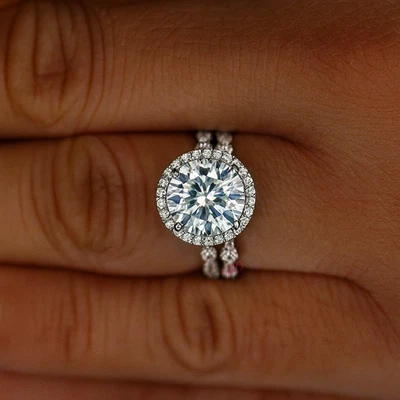 Diamant-Ehering-Set 1,80 ct IGI Lab Grown Rundschliff 14 K Weißgold E F VVS2 - Bild 1 von 4