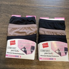 Lot Of 2 3pk Hanes Comfort Period Briefs Womens Sz 6 Moderate Protection 6 Pair