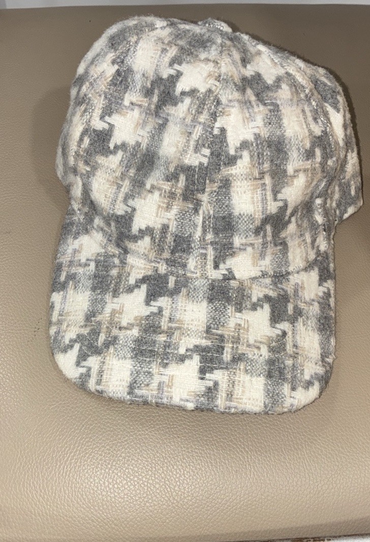 Gray brushed Wool Houndstooth Baseball cap - image 4