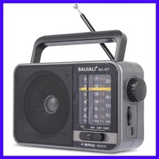 Portable AM/FM Transistor Radio with Loud Speaker, Battery or USB Powered - C...