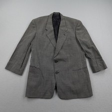Vintage Giorgio Armani Jacket Mens 46 Gray Plaid Wool Blazer Sport Coat Lined