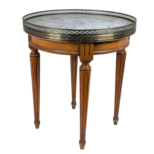 Vintage Italian Marble Top Bouillotte Style Round Side Tea Coctail Table Brass - Picture 2 of 17