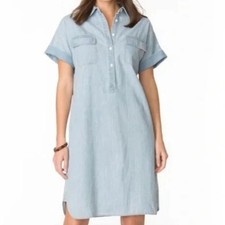 CHAPS Cotton Denim V Neck Nautical Beach Vibe Shift Dress Woman's Large # L
