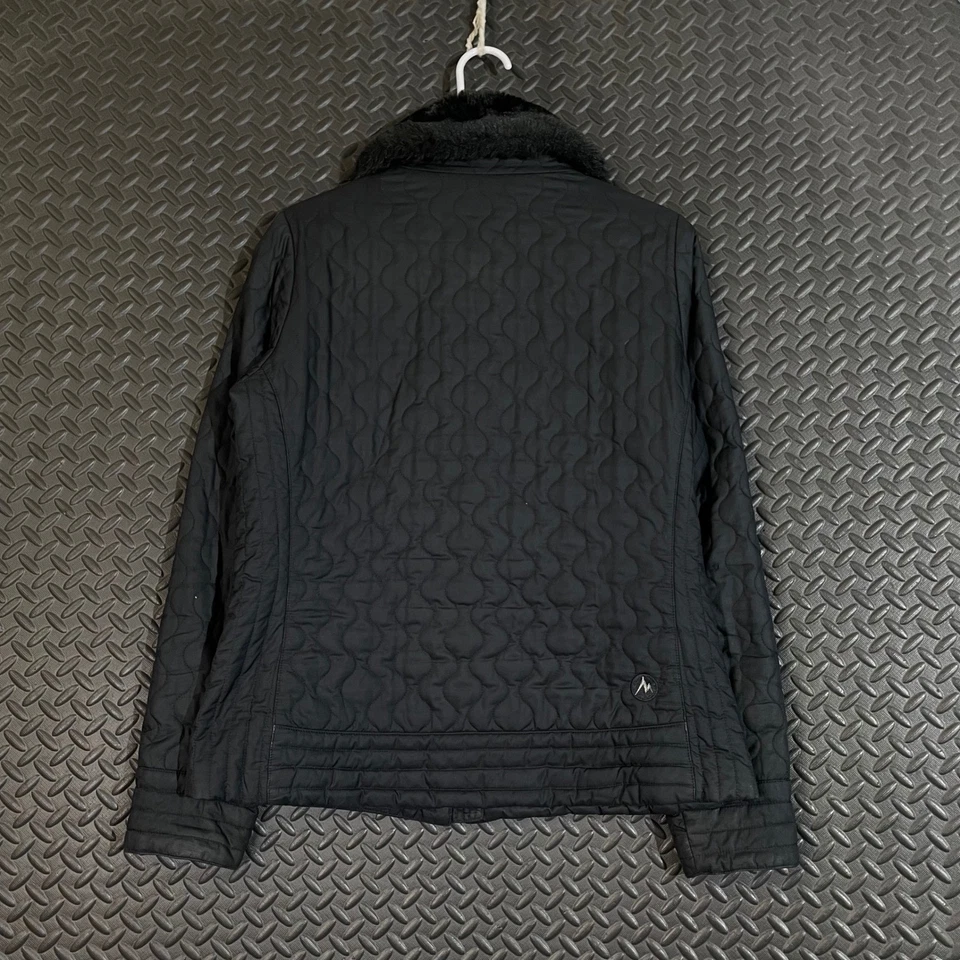 Chaqueta acolchada negra para mujer Marmot cuello de piel sintética talla grande L abrigo cálido de invierno Foto 2 de 4