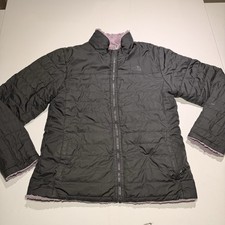 The North Face Girls Reversible Puffer Jacket Purple Fleece Size XL 18
