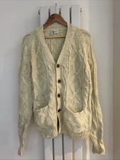Vintage Gimbels Men’s Beige Chunky Knit Jumper - Large
