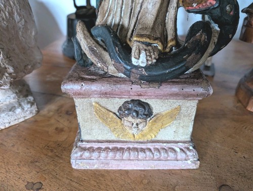 SCULPTURE POLYCHROME XVIII ÈME SIÈCLE VIERGE ÉCOLE ESPAGNOLE - Zdjęcie 7 z 11