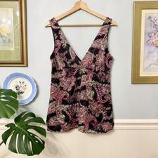 Y2K 100 Silk Babydoll Tank Top Size Medium Fairy Whimsigoth Paisley Whimsical