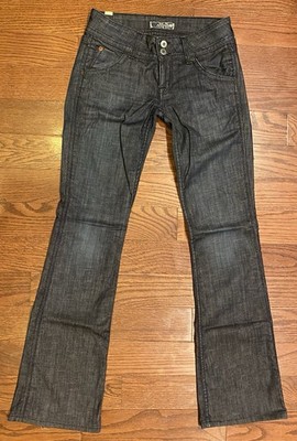 Hudson Jeans Sz 2S Dark Indigo Blue Boot Cut 5 Pockets Flap On Back Stretch USA