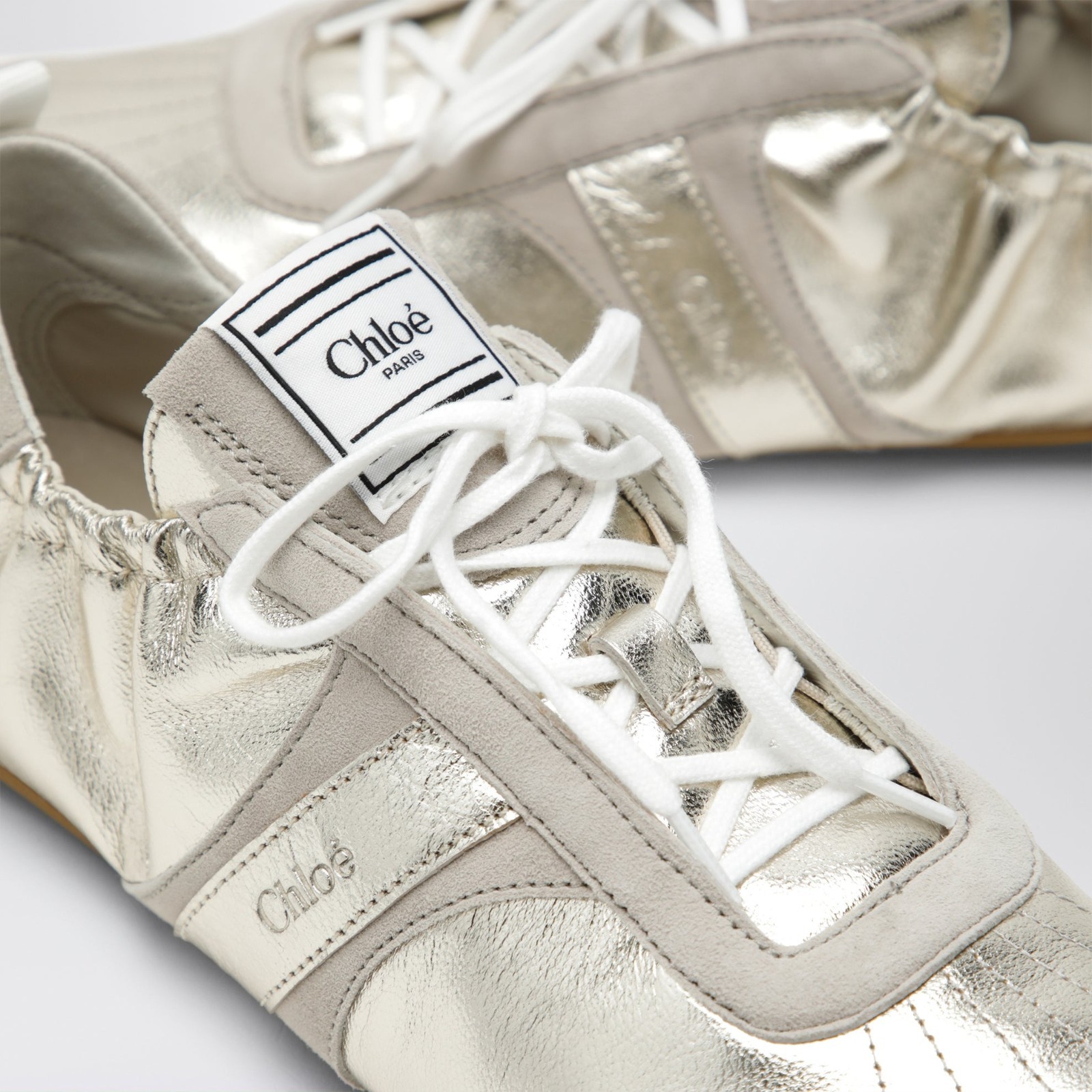 Chloe Palladium Metallic Finish Kick Sneakers New & Authentic image 5