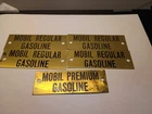 Vintage Mobil Regular Gasoline Gas Pump Tank Brass Sign Label (5 piece lot)