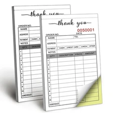 Thank You Receipt Book, 3.4x5.5 Handheld 2-Part Carbonless Sales Invoice Book...