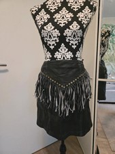 G. Gillie Fransen Lederrock Nieten Rock Minirock Schwarz  Used Look