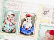 Baby Girl Scrapbook Layout, Baby Scrapbook Pages, 12 by 12 Baby Girl Pages